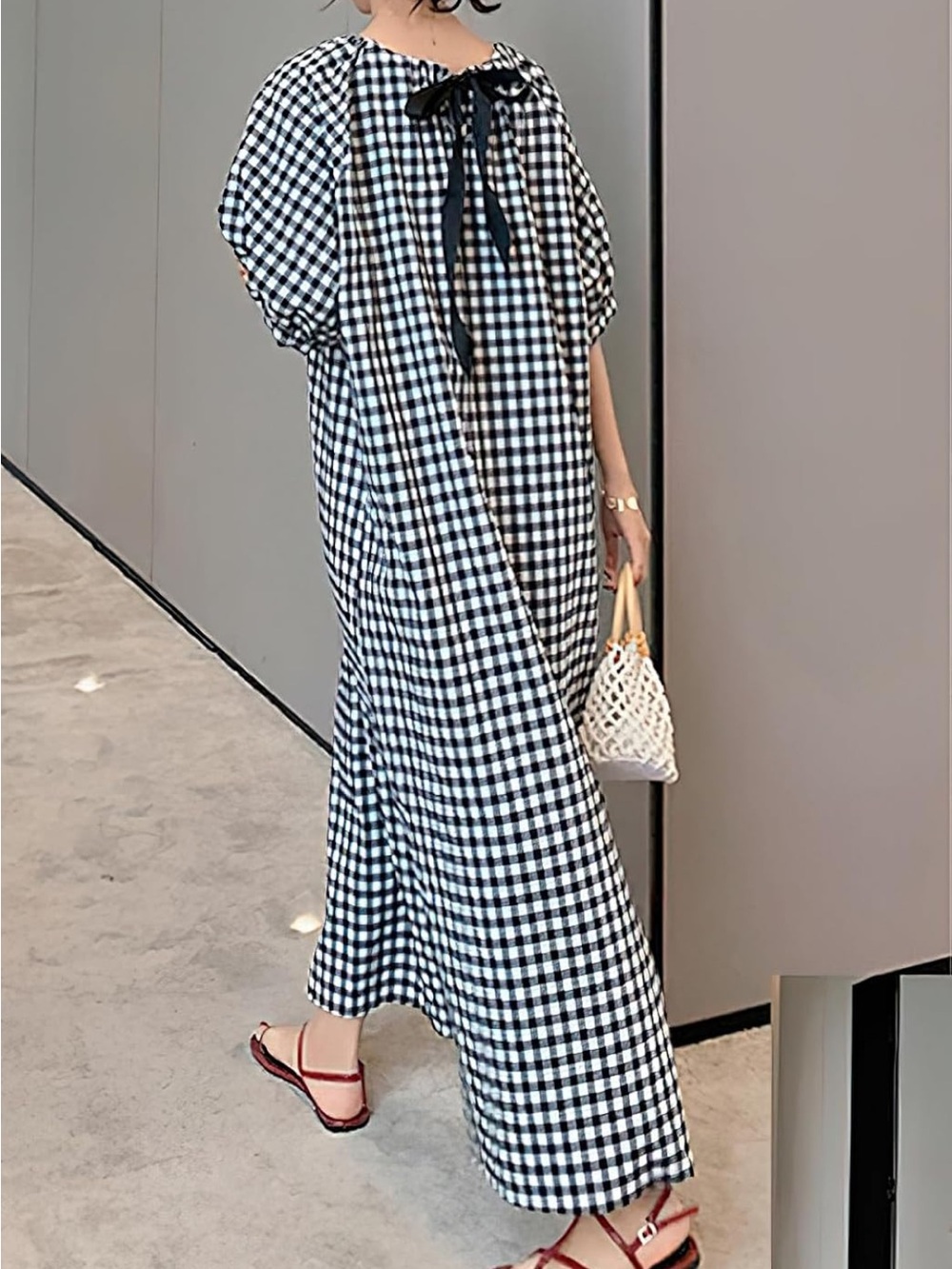 Black & White Gingham Cotton Maxi Dress Cottageco… - image 2